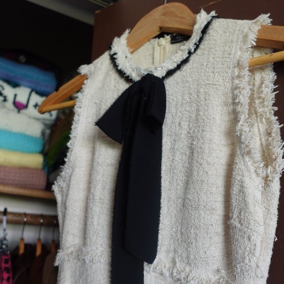 Ivory Tweed Bow Tie Dress - Picture 4 of 4